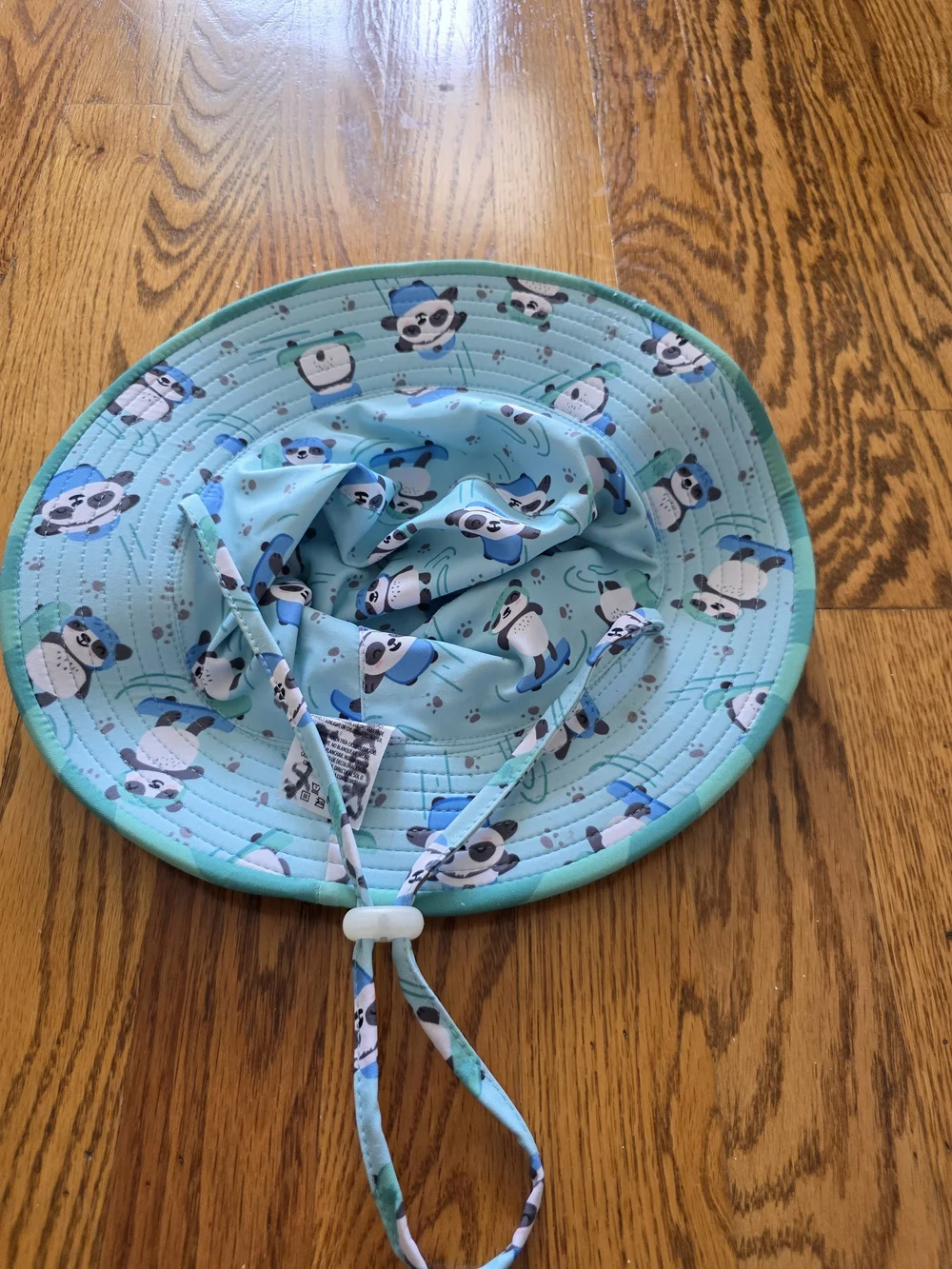 Kids Aqua Sun Hat with Panda Trim - Unbranded